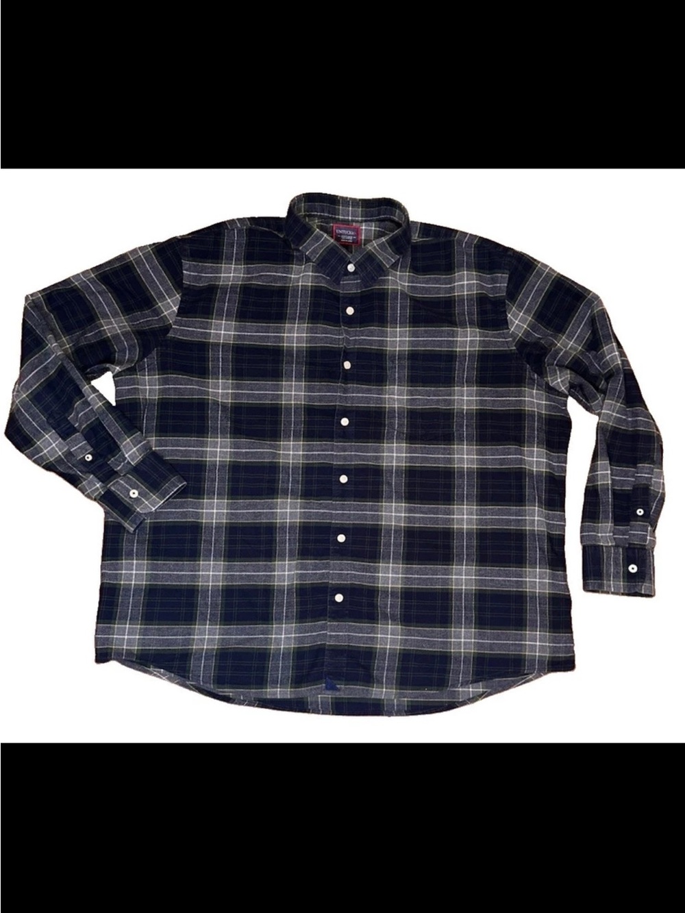 UNTUCKit Men's Big & Tall 3XL Plaid Cotton Flannel Button Down Shirt Blue/Gray